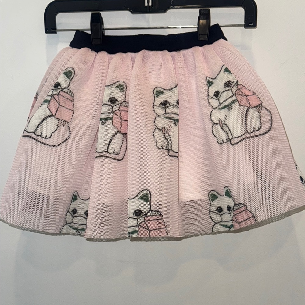 Caroline Bosmans Pink Cat Print Skirt
